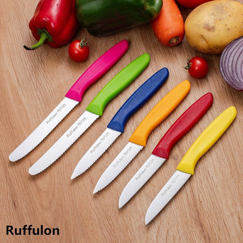 Ruffulon Vegetable and fruit knife set of six, high carbon stainless steel paring knife with ergonomic PP plastic handle, sharp, super sharp kitchen knife set. - Image 5